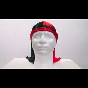 New Unisex Red+ Green Polyester SILK DOO RAG Cap